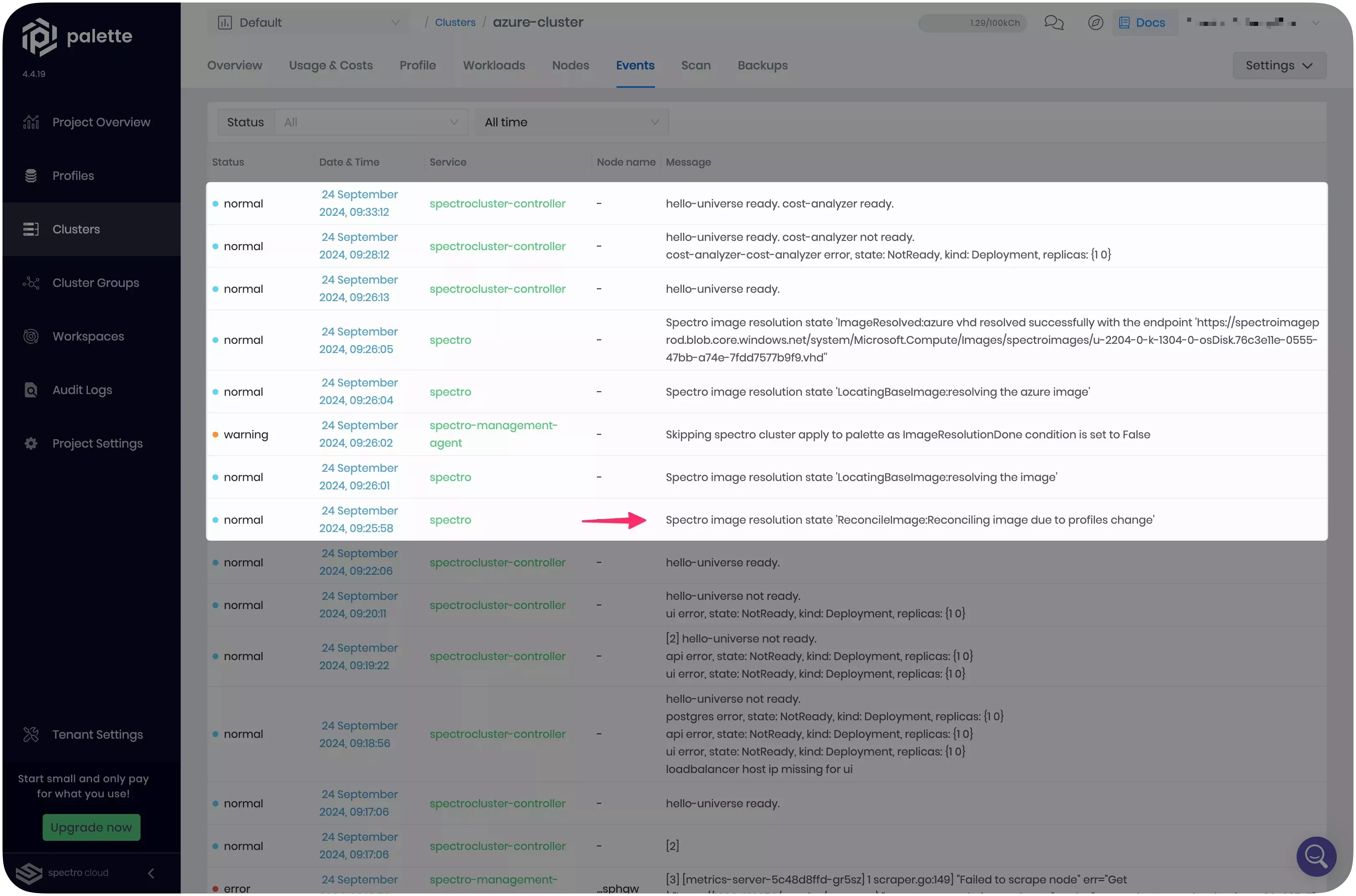 Image that shows the cluster profile reconciliation behavior